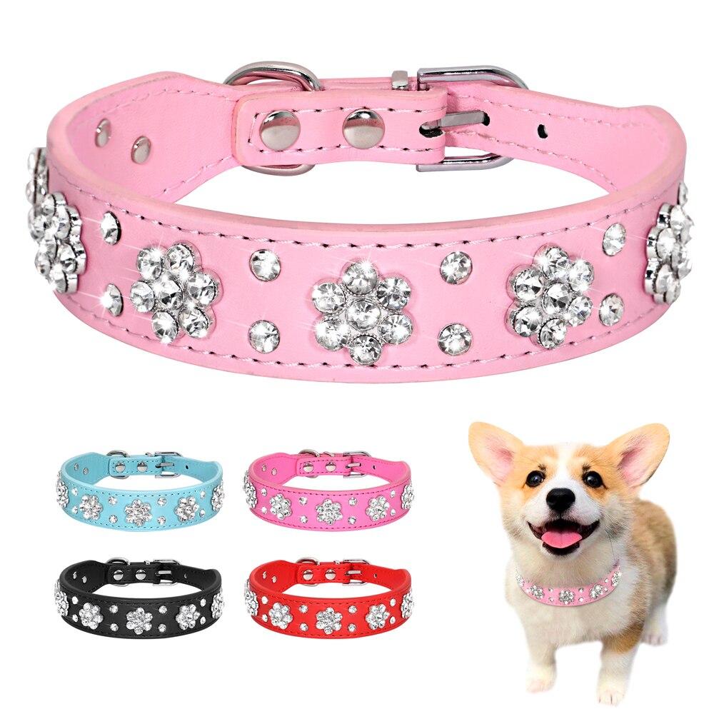 Pet collar rhineston plum dog collar