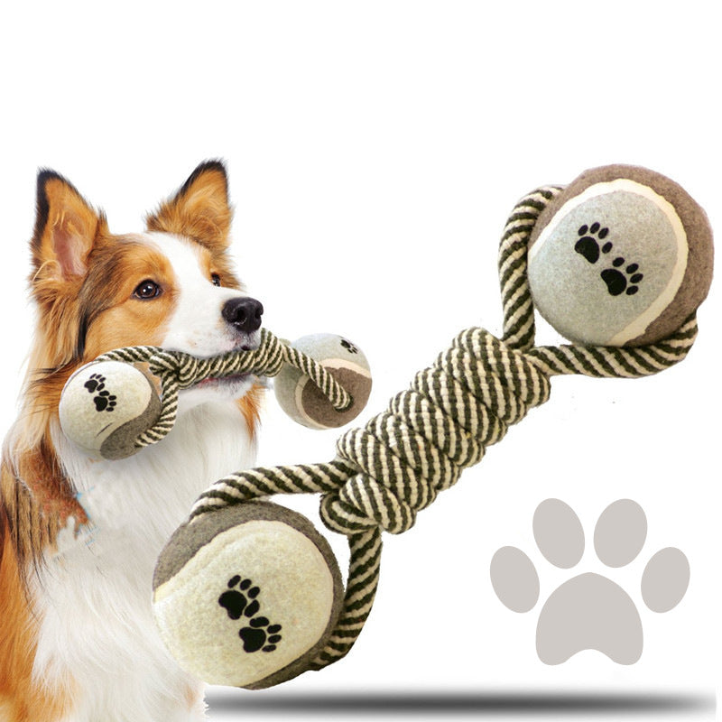 Dog toy for playtime fun coton rope pimmbbell