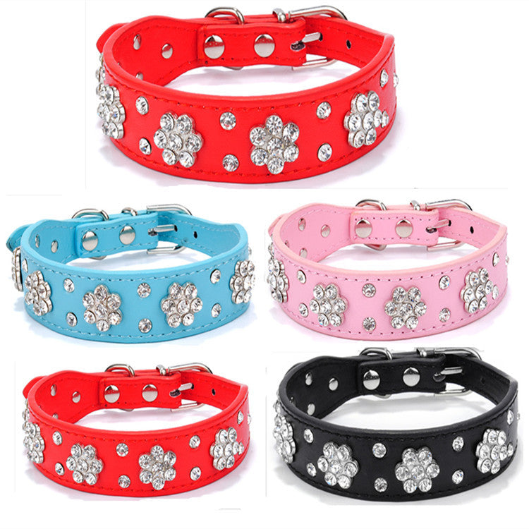 Pet collar rhineston plum dog collar