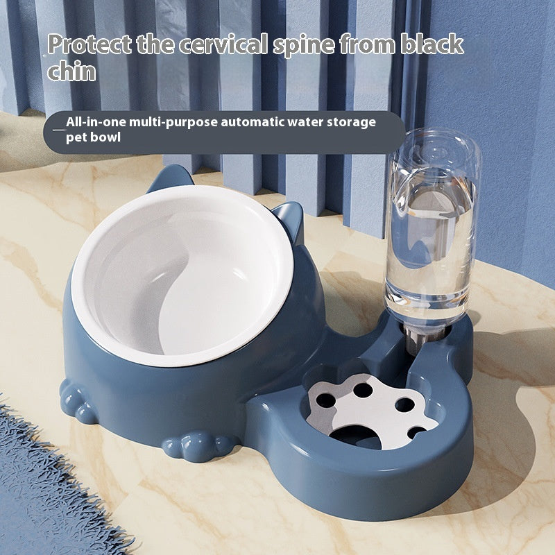 Double bawl ceramic pet automatic dog water bowl stainless steel cat bowl