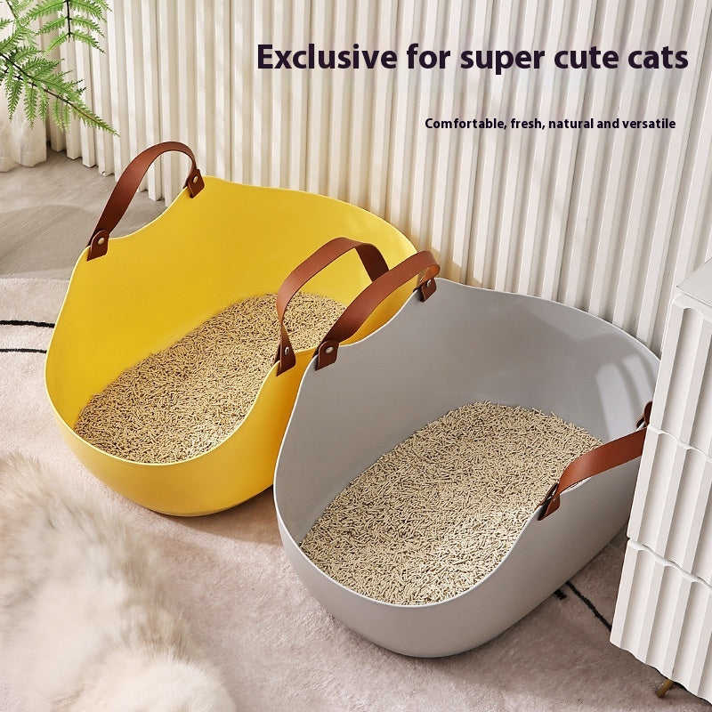 Portable pet litter box portable open