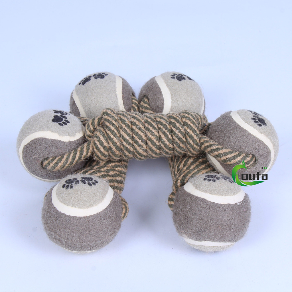 Dog toy for playtime fun coton rope pimmbbell