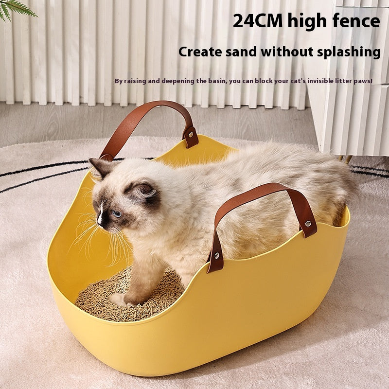 Portable pet litter box portable open
