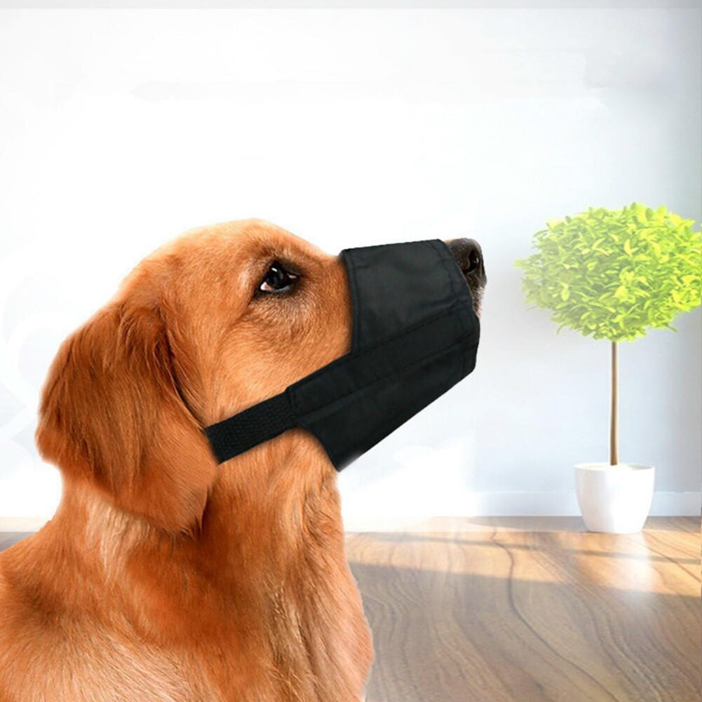 Dog muzzle and mouth guard made of soft,breathable nylon,anti-itch,barking and biting
