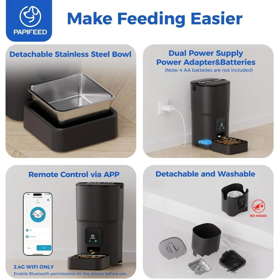 WiFi Automatic Cat Feeder with APP Control for Remote Feeding