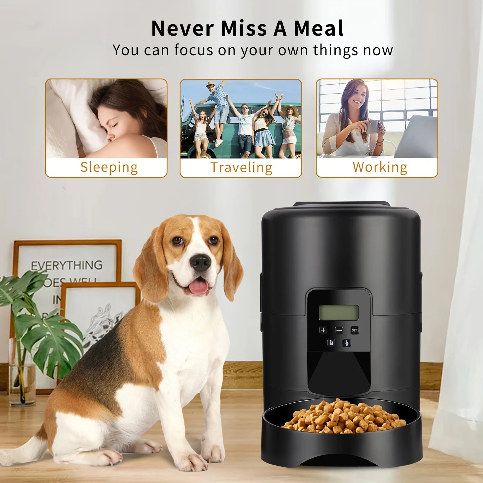 2L APP Control Automatic Pet Feeder Button Version Auto Cat Food Dispenser