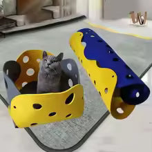 kitten toy collapsible tube house  interactive pet puss cat beds mats,cat tunnel felt pom nest deformalle