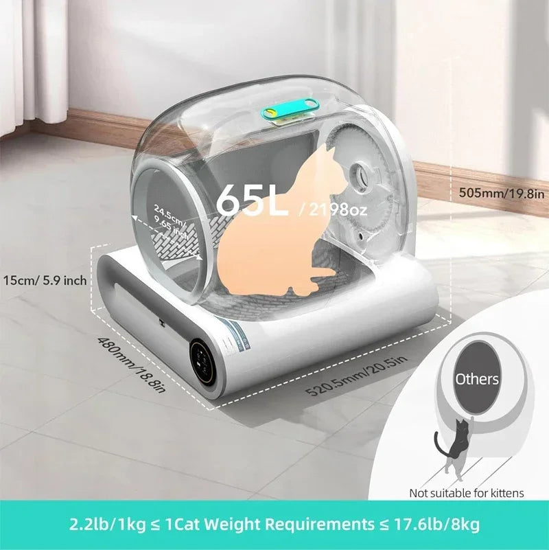 Automatic Smart Cat Litter Box 65L Self Cleaning