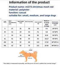 Festive dog dress santa claus costum red mesh skirt chrismas gold velvet fabric pet clothing party