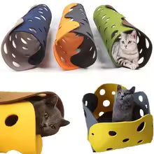 kitten toy collapsible tube house  interactive pet puss cat beds mats,cat tunnel felt pom nest deformalle