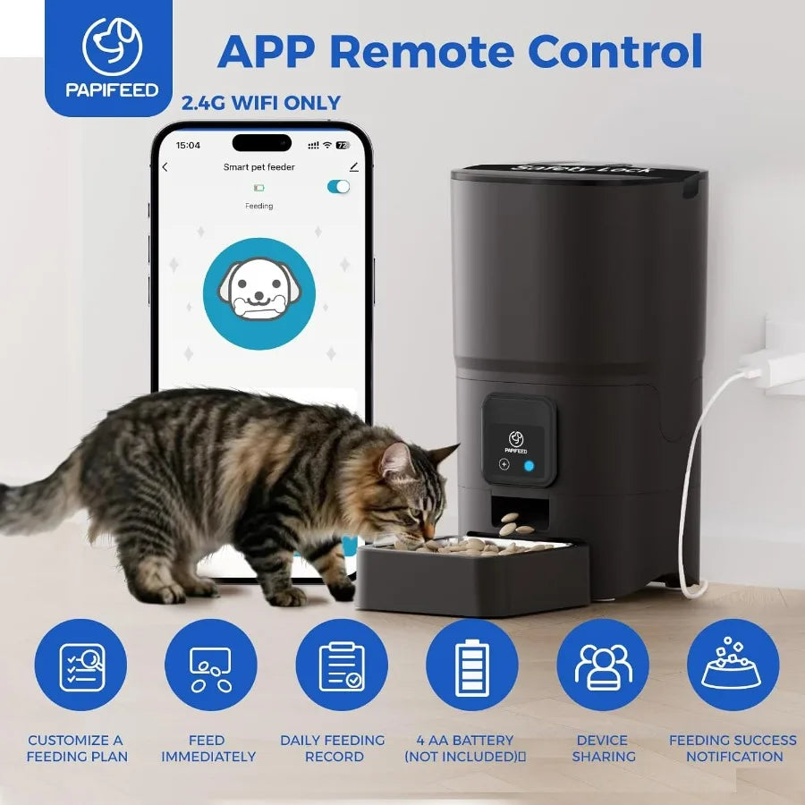WiFi Automatic Cat Feeder with APP Control for Remote Feeding