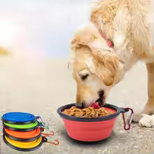 Dog folding bowl portable dog travel bowl dog food water bowl for outdoor walking silicone dog food water bowl with bawl lip