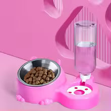 Double bawl ceramic pet automatic dog water bowl stainless steel cat bowl