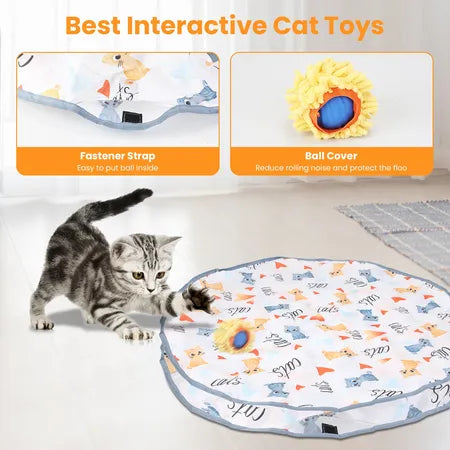 Cat toys ball fast rolling inpouch hide and seek kittentoy motion actibated intractive