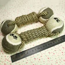 Dog toy for playtime fun coton rope pimmbbell