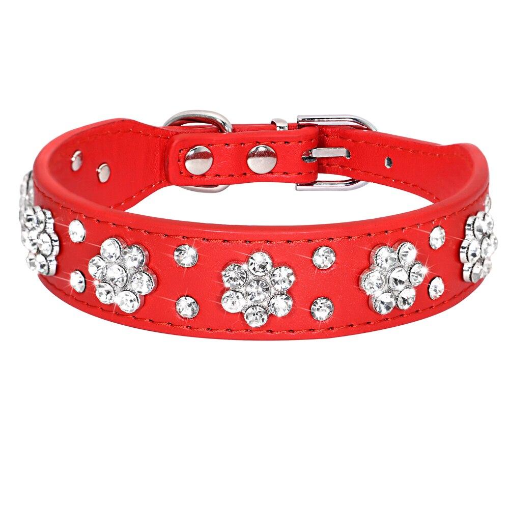 Pet collar rhineston plum dog collar