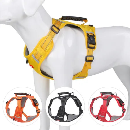 Control handle for larg dog walking ,no pull dog harness front clip heavy duty reflective easy