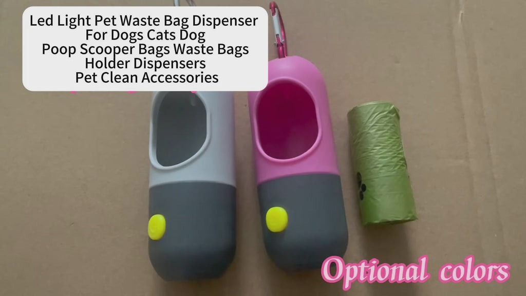 Desoenser for dogs, cat  poop scrooper bags waste bags holder dispensers pet clean accessories LED light pet waste bag