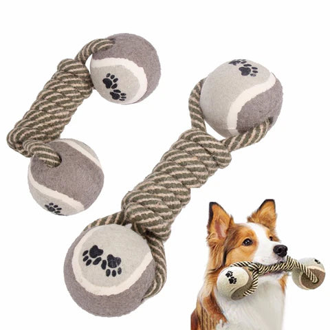 Dog toy for playtime fun coton rope pimmbbell